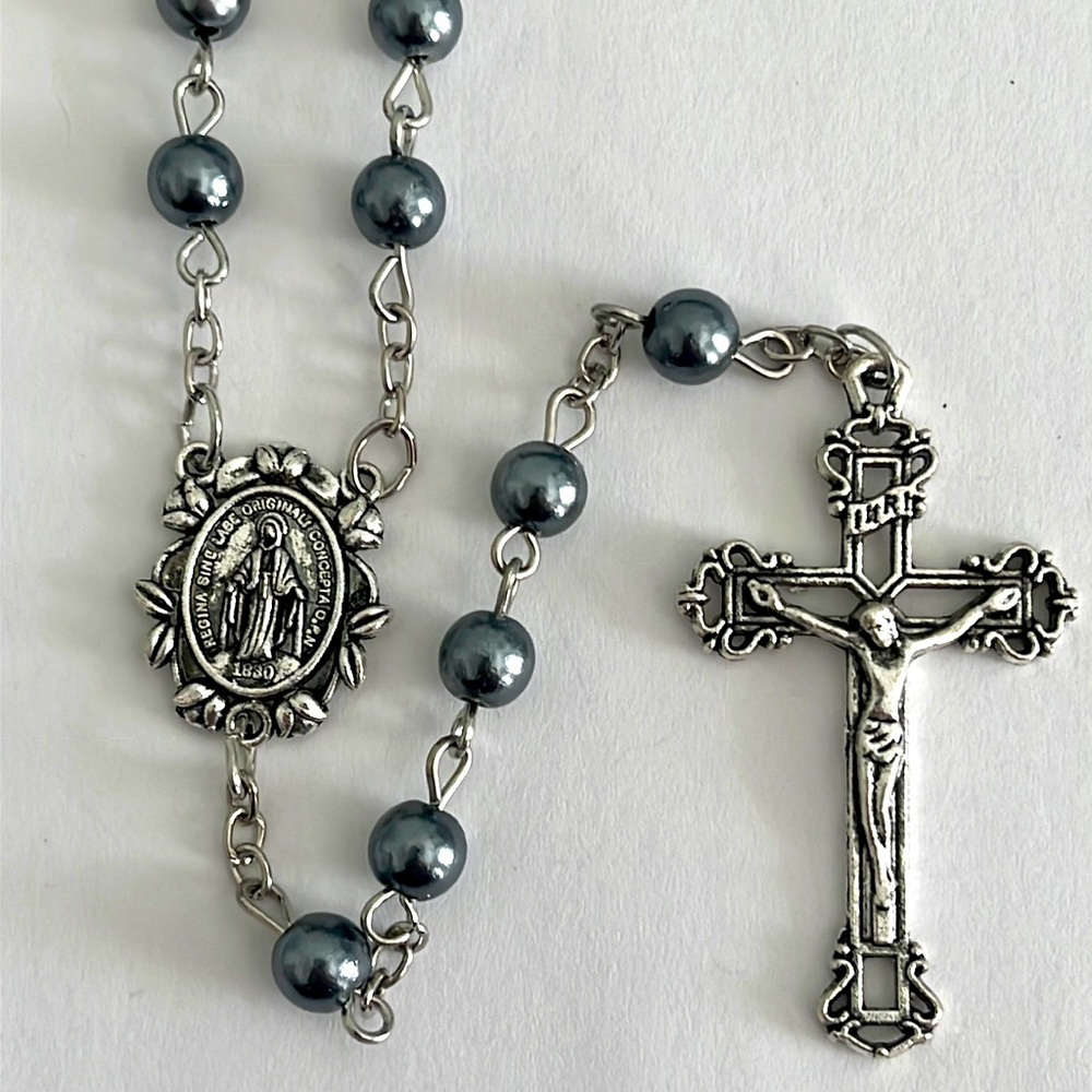 Catholic Gray Traditional Rosary Beads